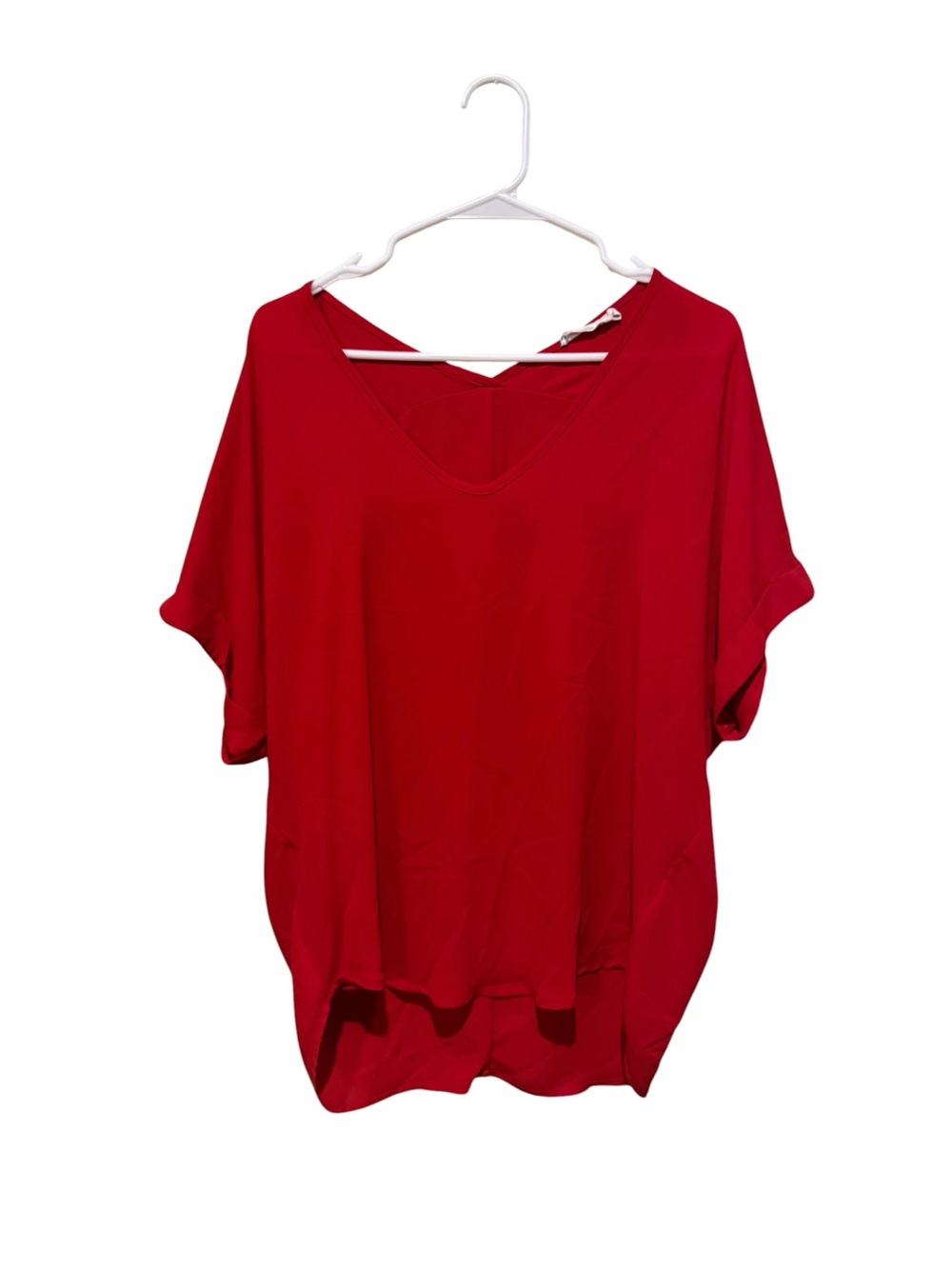 Lush Red V-Neck Dolman Sleeve Top